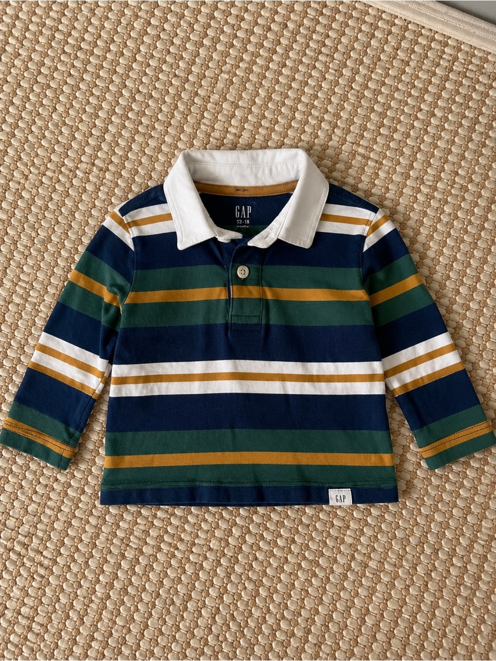 Gap Toddler Rugby Polo Shirt | 12–18 Months | Striped Long Sleeve Preppy Top